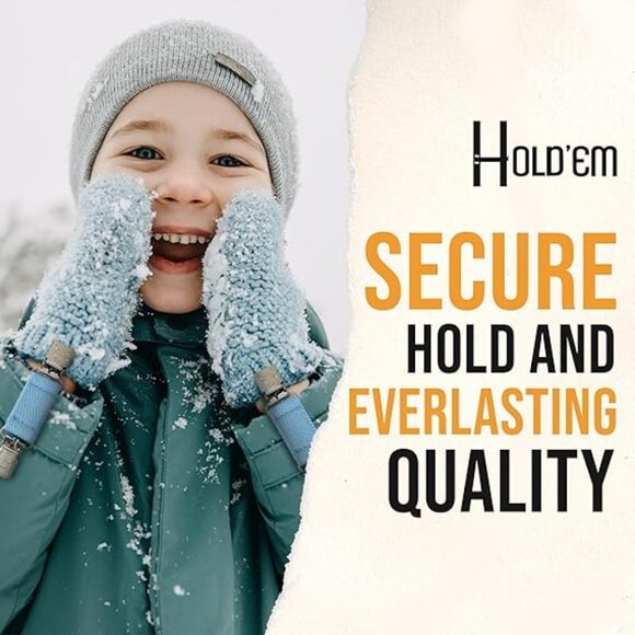 Hold’Em Mitten Glove Clips for Toddler & Kids Extra Tight Grip - Light Blue - Picture 5 of 6